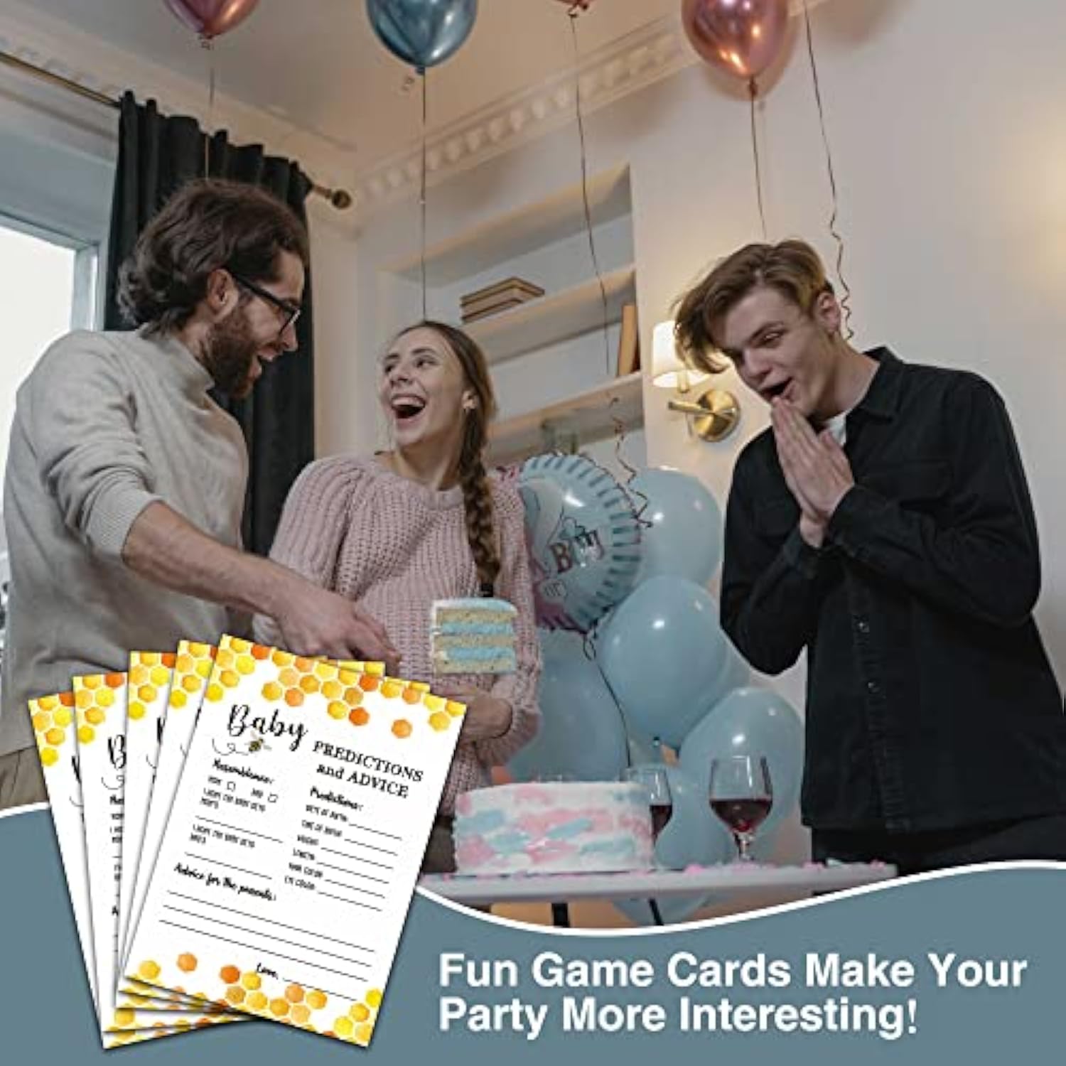 Bee Baby Shower Party Game Baby Predictions And Advice Cards(25-Pack), Mommy To Bee Themed Card Honeycomb Bumble Bee Baby Shower Decor, Baby Gender Reveal Party Game(5"X7") - Game-C01