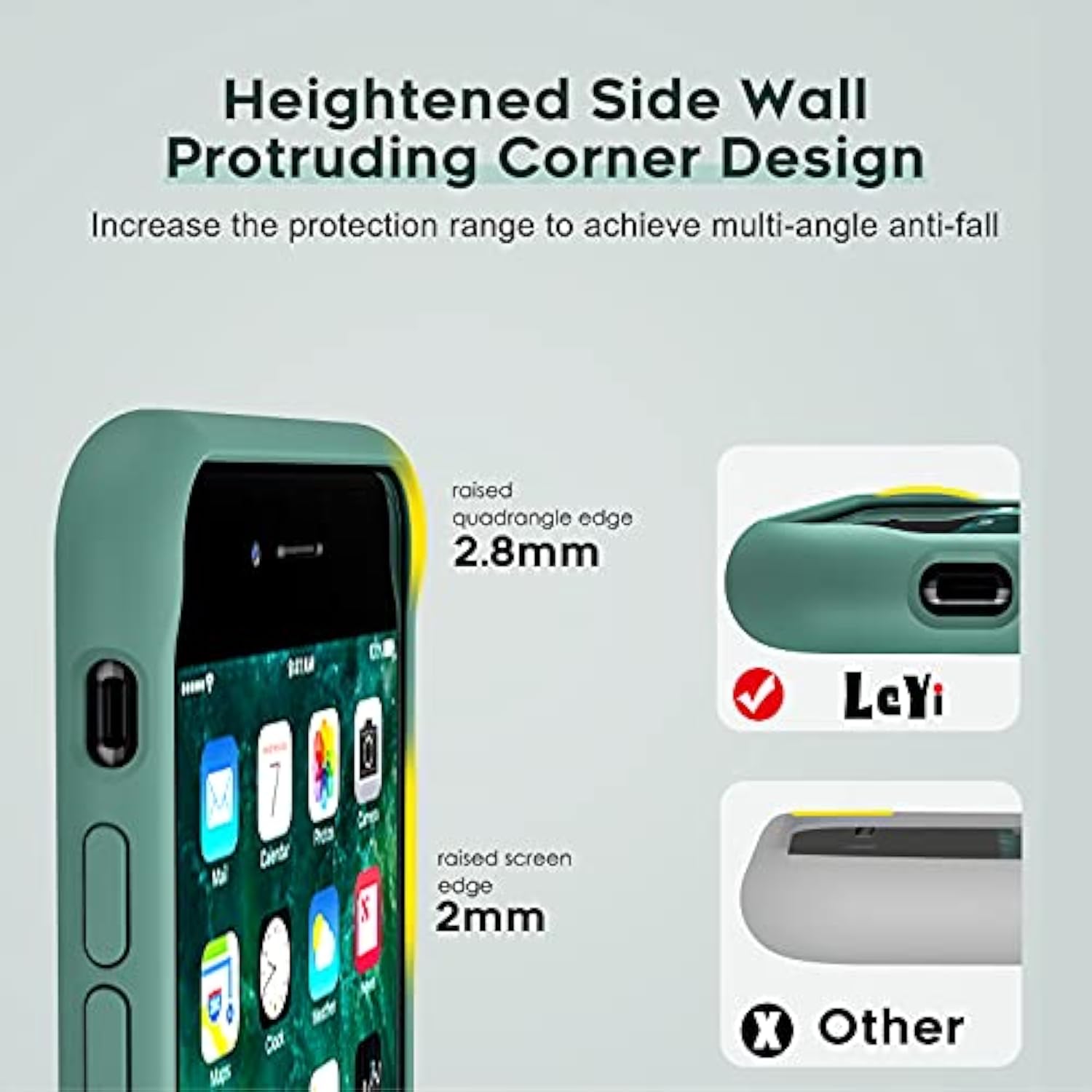 For Iphone 8/7/6S/6 Case With Stand & 2 Glass Screen Protectors - Green Liquid Silicone Shockproof Cover For Women, Girls, Boys