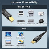 Usb B To C Printer Cable 10 Feet, Usb C Printer Cord For Ipad Pro,Ipad Air,Macbook Pro,Macbook Air M1,Mac Pro,Nylon Usb C Midi Cable For Casio Digital Piano Midi Controller