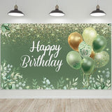 Sage Green Birthday Backdrop – 71"x43" Eucalyptus Banner for Baby Shower or Party Decor
