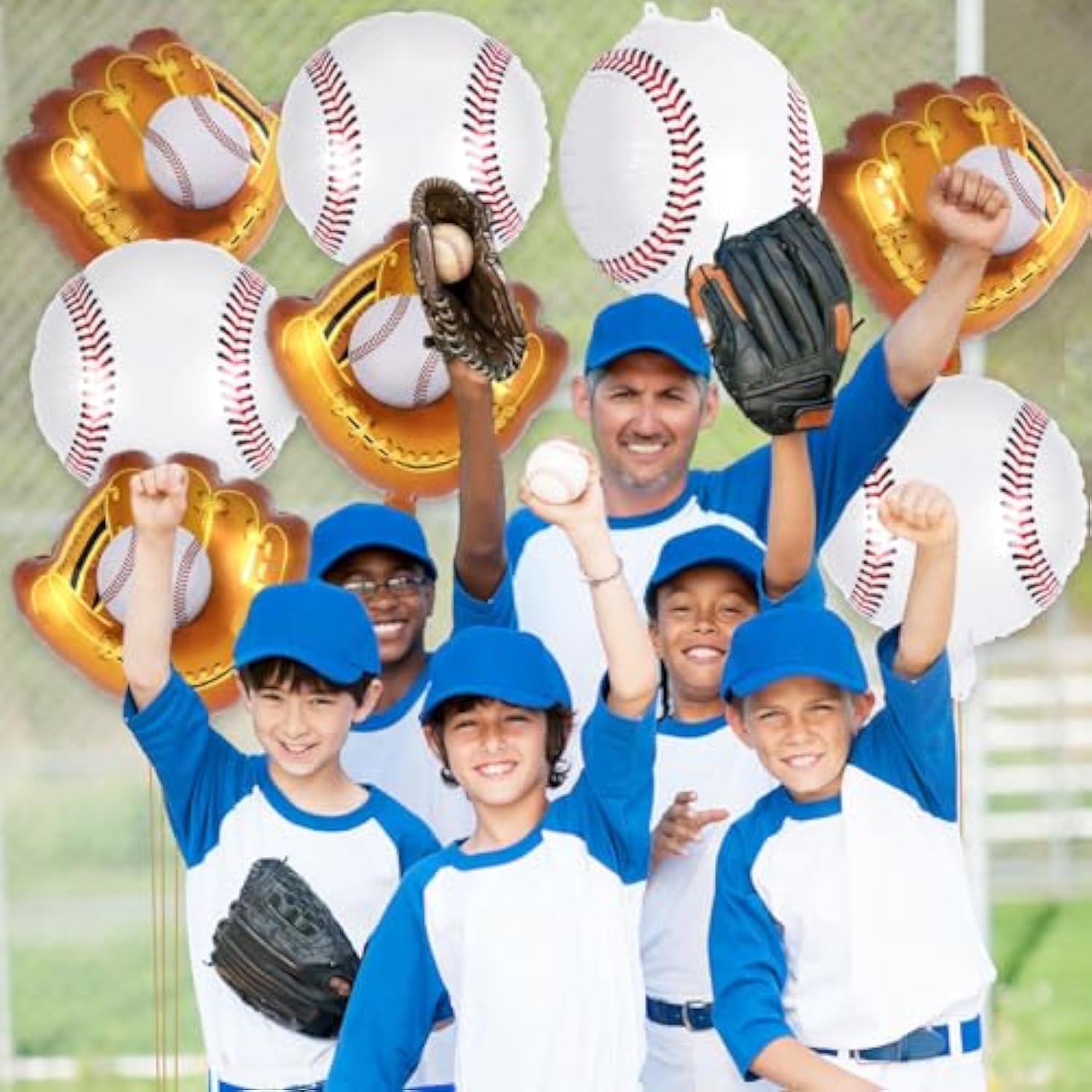 13-Piece Baseball Balloon Set – 20" Glove Foil Balloons & Sports-Themed Party Decorations for Birthdays & Baby Showers