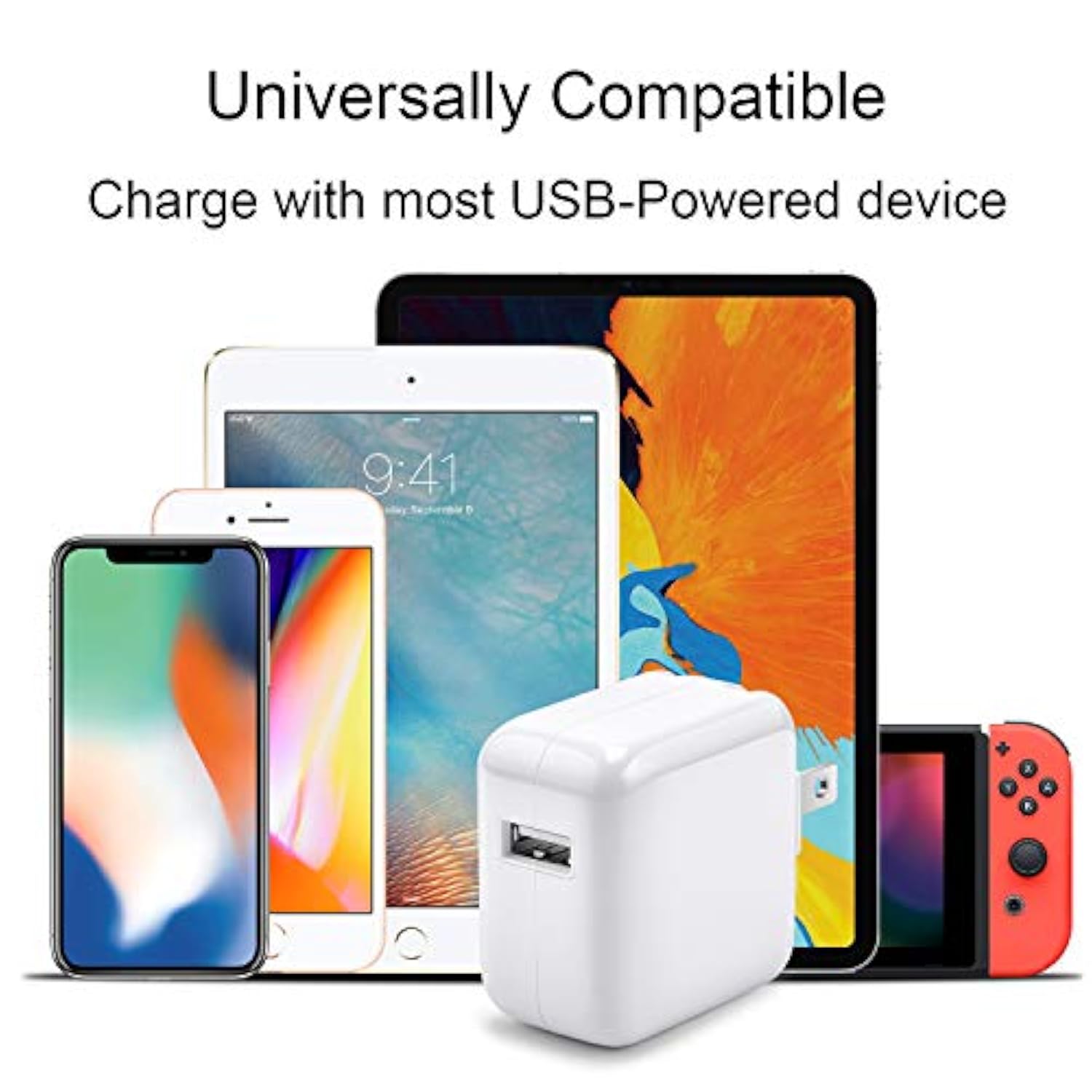 Ipad Charger Iphone Charger [2-Pack] 12W Usb Wall Charger Foldable Travel Plug Block With 6Ft Usb Flat Ribbon Cable Compatible With Ipad Iphone, Ipad, Airpod