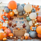 Fall Balloon Arch Kit with White Gold Orange Blue Balloons for Baby Shower Party