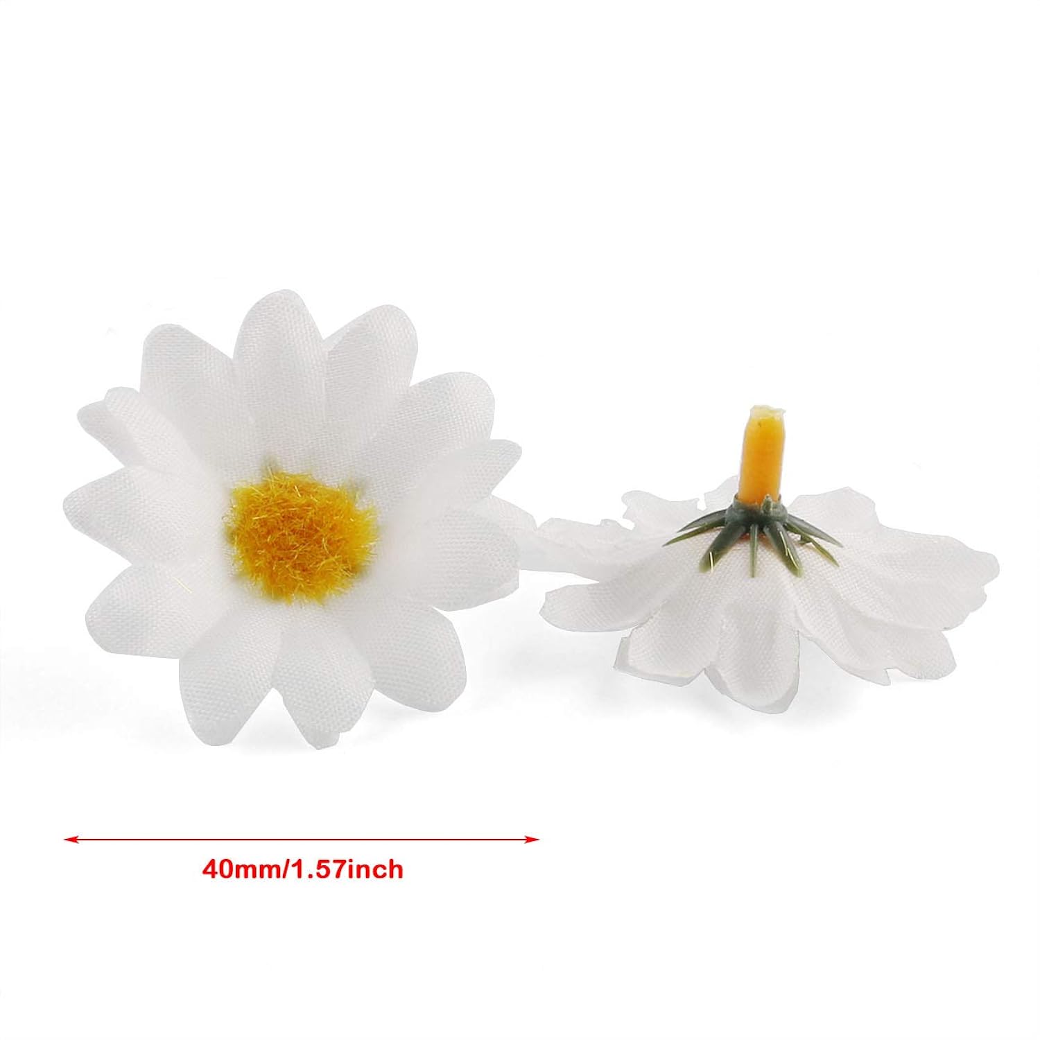 Silk Daisy Flower Head 100Pcs 1.5Inch White Artificial Gerbera Fake Flowers Heads For Wedding Party,Home Decoration And Diy Craft