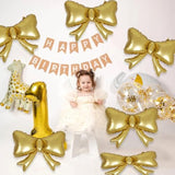 6 Pieces Bow Balloons, Gold Matte Metallic Foil Bowtie Balloon For Women Men Girls Boys Bow Happy Birthday Party, Wedding Bridal Shower, Baby Shower, Balloon Garland Accessories