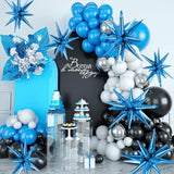 Blue Balloons Christmas Gifts Blue Star Balloons 8 Pcs Spike Balloon Globos Azules Metalicos Navy Royal Balloon Arch Kit Garland Party Decorations Graduation Party