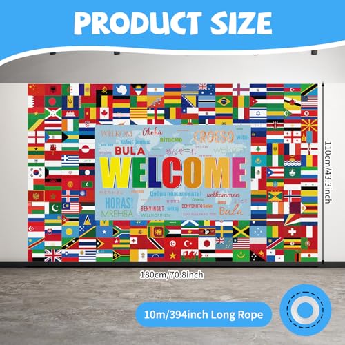 World Flag Banner International World Flags Banner Country Flags Banner Backdrop Decoration with Brass Grommets Party Supplies Sports Events Bar Sports Clubs Birthday Party Classroom Decoration, Red