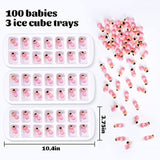 My Water Broke Baby Shower Game With 100 Mini Plastic Babies, 3 Ice Cube Trays, For Party Decorations Baby Shower Games (Pink)