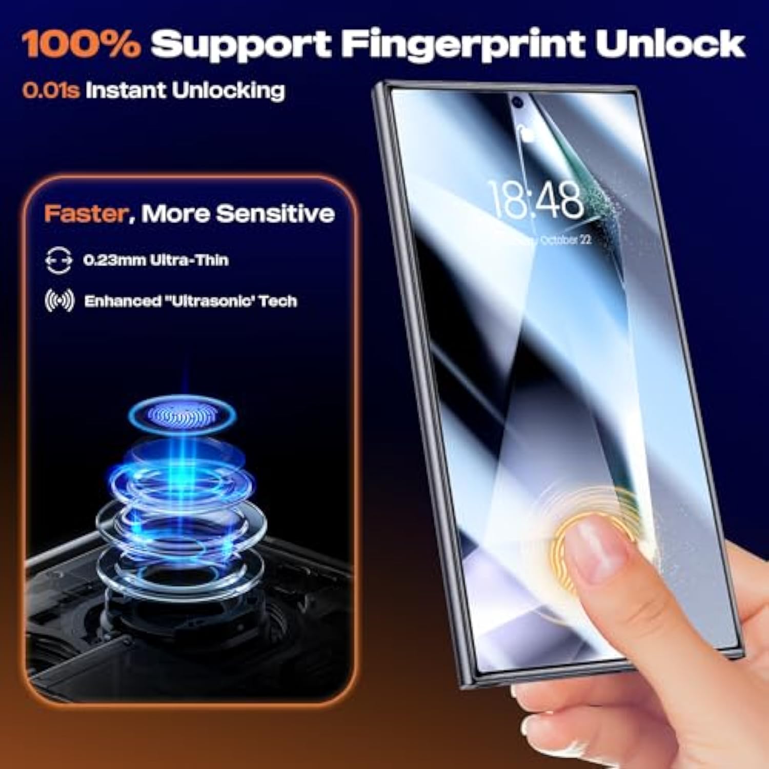 For Samsung Galaxy S24 Ultra Screen Protector [9H+ Tempered Glass] [Auto Dust-Remove ? Zero Bubble] [Sensitive Fingerprint Unlock] Diamond 8K Hd 10X Durable Film 6.8 Inch- 2 Pack