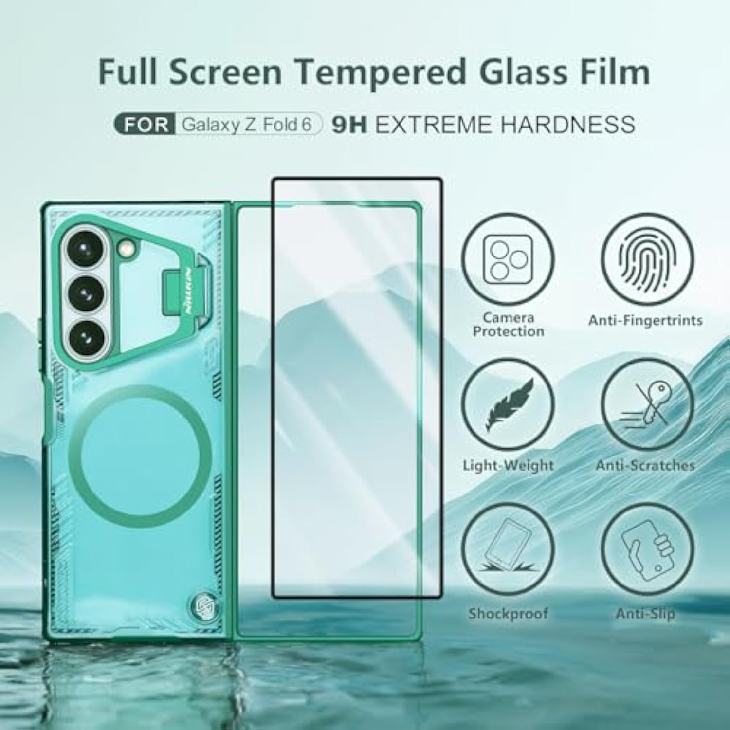 [New Material For Samsung Galaxy Z Fold 6 Case, Built-In Hd Screen Protector & Adjustable Camera Kickstand, Slim Clear Magnetic Phone Case For Samsung Galaxy Z Fold 6, Black