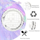 50 Pcs Disco Paper Plates Silver Foil Disposable Plates 70S Disco Party Supplies Bachelorette Plates Disco Ball Dessert Dinner Plates For Birthday 70S Disco Party Wedding(7"",9""), Small