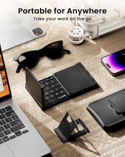 Foldable Keyboard With Touchpad, Xk01 Tp Folding Portable Keyboard, Full Size Keys, Large Trackpad Bluetooth Travel Keyboards For Laptop Pc Tablet - Black