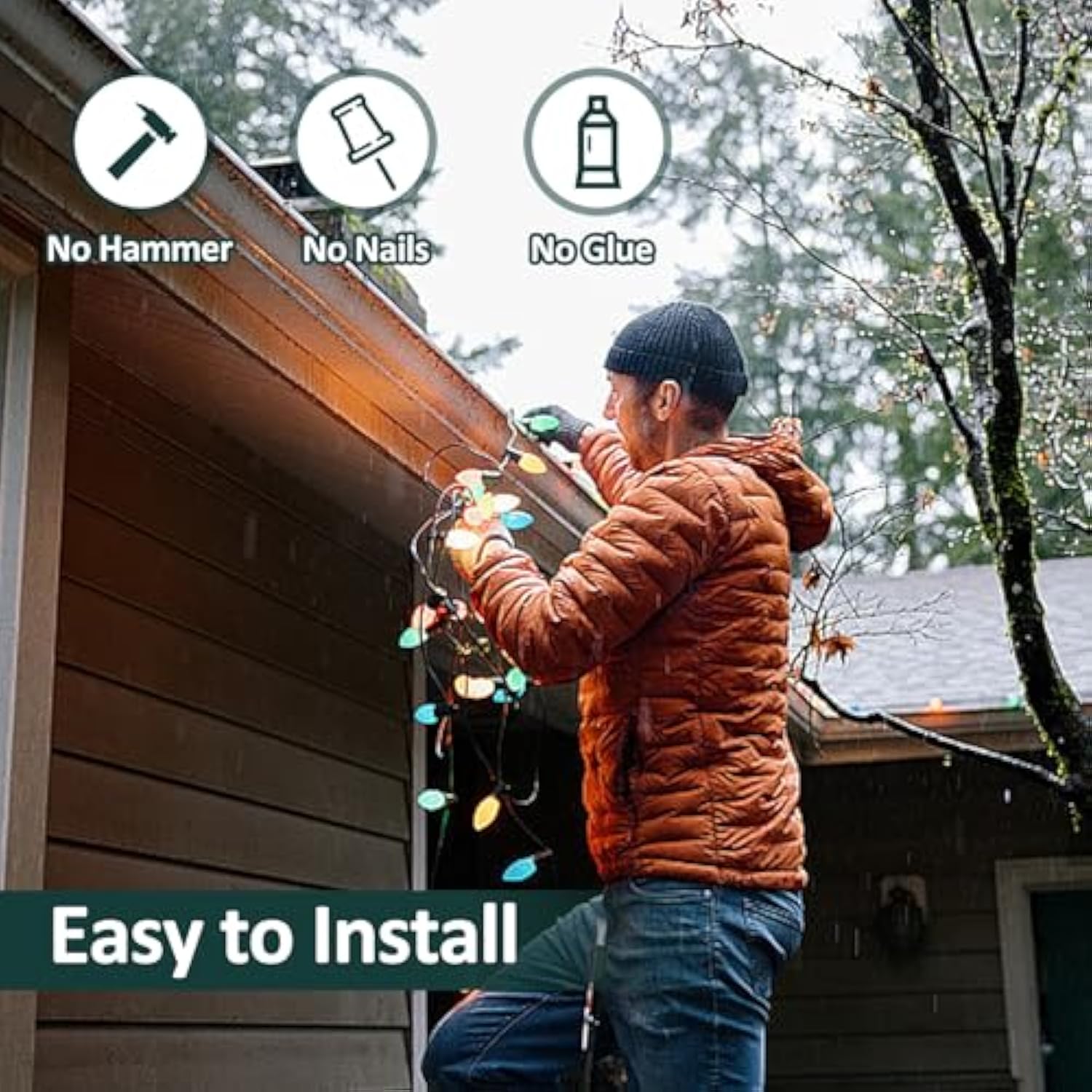 50 Pcs Christmas Light Clips Hooks, 1 5/8 Inch Fascia Boards Clips Plastic Gutter Light Clips Hangers For Outside Roof Gutter Fence Eave, White