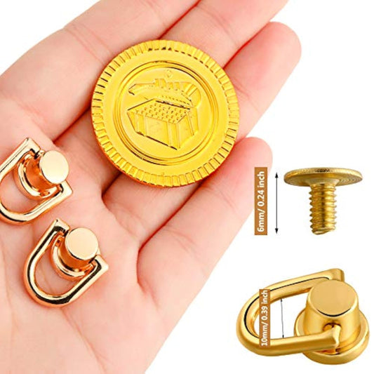 12 Pieces D Ring Stud Screw Ball Post Head Buttons Stud Screw, Metal R