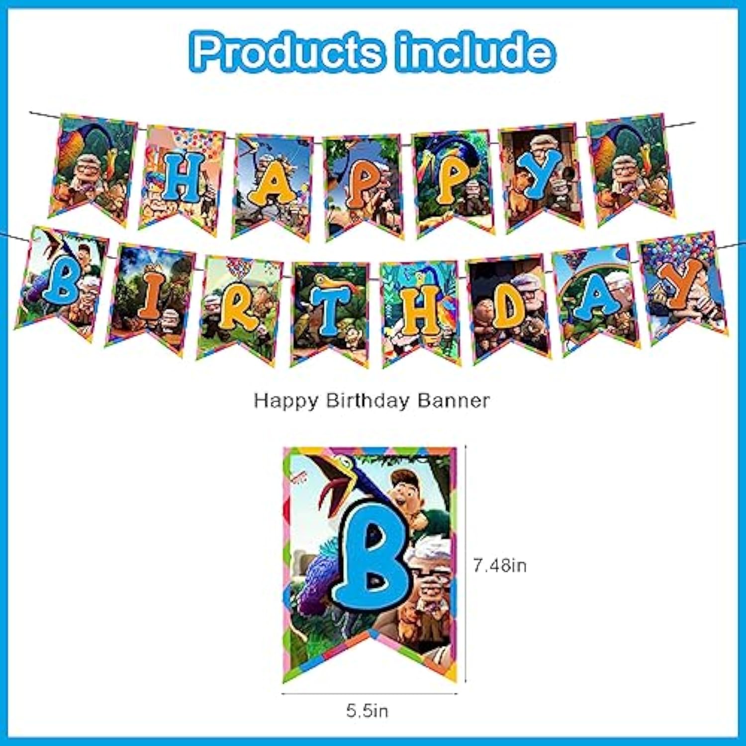 Inspired Birthday Decorations, Cartoon Game Party Decorations Include Happy Birthday Banner, Balloons, Cake Toppers And Cupcake Toppers For Boys Girls Party Decor