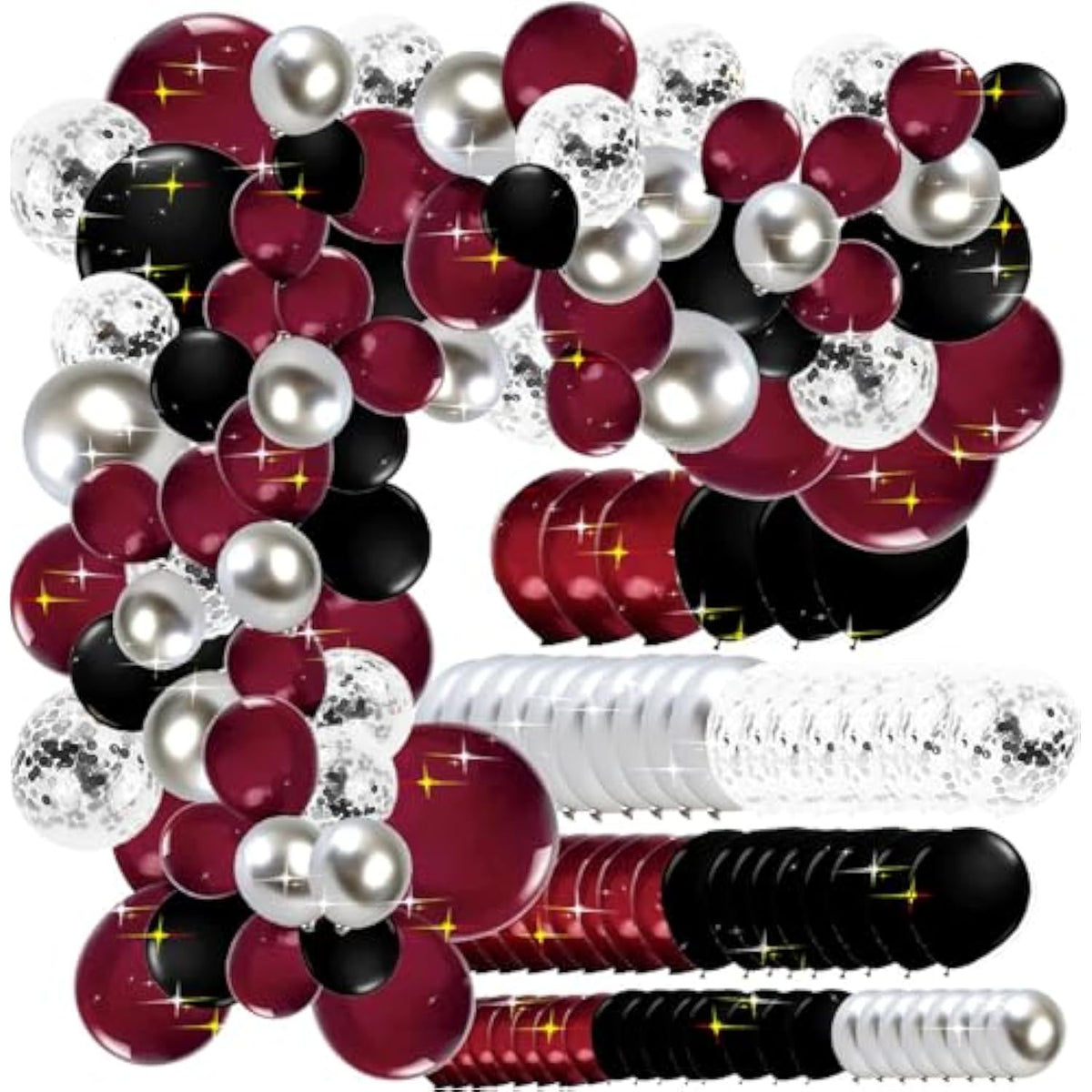 Graduation Party Decorations Maroon Black 2025/Burgundy Graduation Decorations Class Of 2025/Burgundy Black Balloons/114Pcs Burgundy Silver Balloon Birthday Wedding/Maroon Birthday