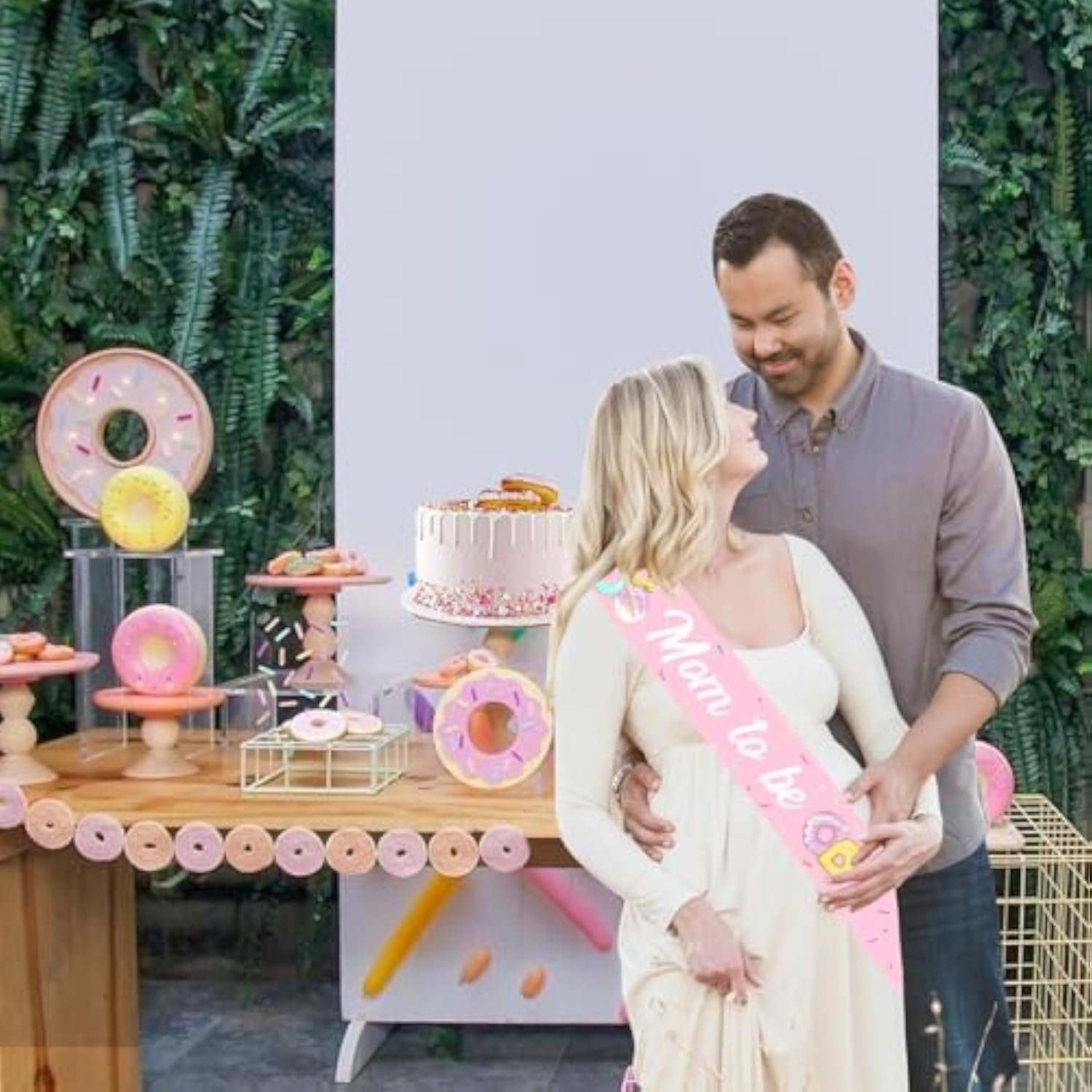 Pink Donut "Mom To Be" Sash "Sprinkled With Love" Baby Shower Decorations for Girls
