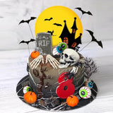 Halloween Cake Toppers Tombstone Moon Pumpkin Skull Skeleton Hands Party Decor