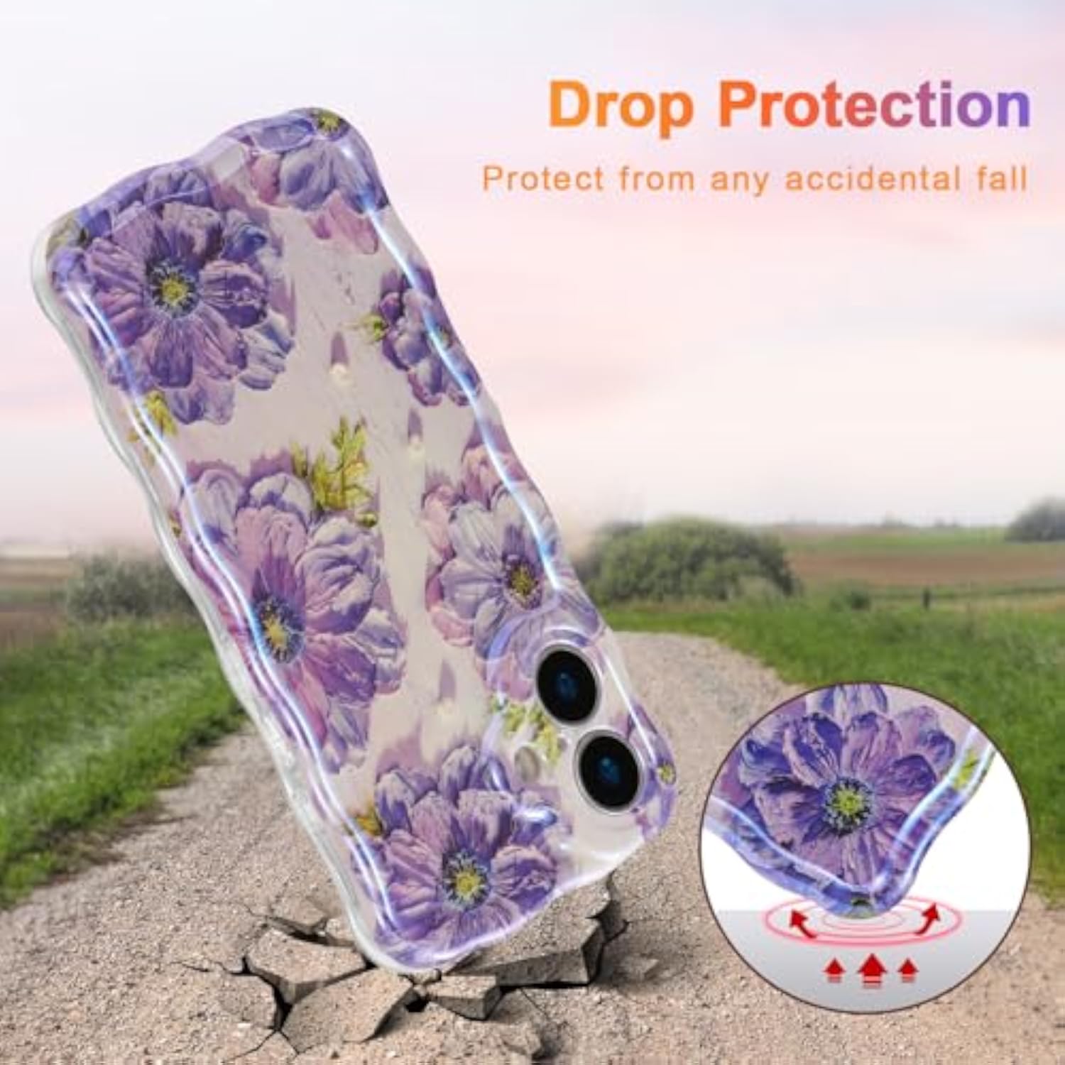 Colorful Retro Oil Painting Flower Phone Case for iPhone 17, Purple