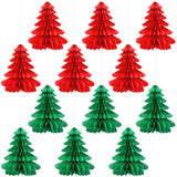 12 Pcs 11.81 Inches Christmas Honeycomb Decoration, Red and Green