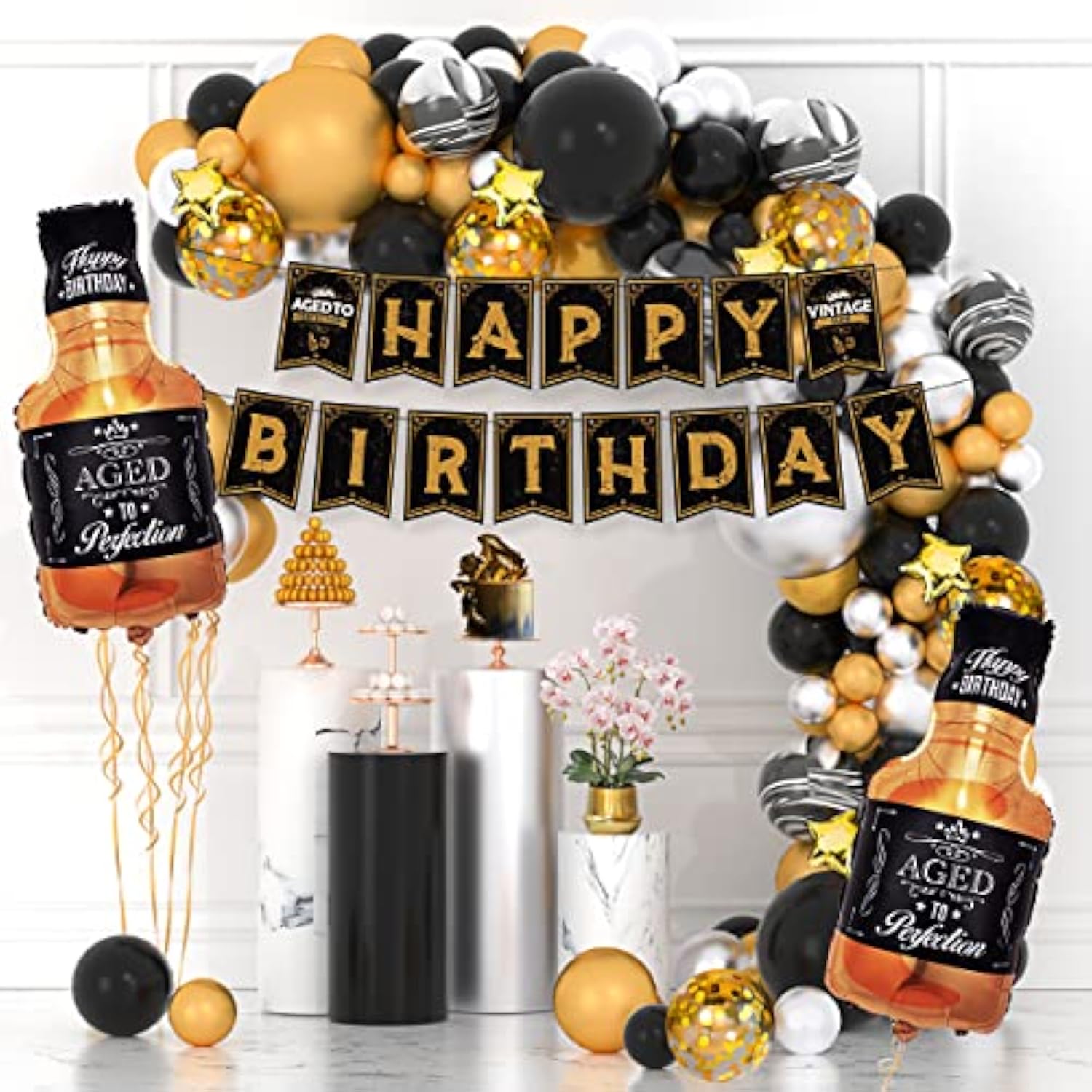 Whiskey Balloon Garland Kit: Aged to Perfection Birthday Party Decor
