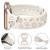 4 Pack Engraved Silicone Bands Compatible With Apple Watch Band 40Mm 38Mm 41Mm 42Mm 44Mm 45Mm 46Mm 49Mm Women Breathable Soft Cute Sport Replacement Strap For Iwatch Se Series 10 9 8 7 6 5 4 3 2 1