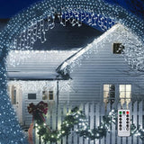 9.8Ft Icicle Lights Outdoor Halloween Lights Battery Powered, Christmas Curtain String Lights,Hanging Window Wall Ice Li