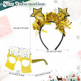 36pcs New Year 2026 Glasses and Black Gold Headbands Party Favors