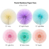 Pastel Rainbow Paper Fans: Party Decorations, Wall Hanging Set
