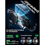 Wireless Car Charger, 15W Fast Charging Car Phone Holder Charger Auto-Clamping Air Vent Car Phone Holder With Blue Led Backlit For Iphone 16 15 14 13 12, Samsung S24 S23 S22, Etc