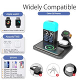 3 In 1 Wireless Charging Station,Wireless Charger Compatible With Iphone 16/15/14/13/Pro/Max/Xs/Plus.For Apple Watch,Charging Dock For Airpods With Digital Alarm Clock And Night Light (Y21)