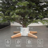 Christmas Tree Stand For Live Tree 8Ft, Metal And Beech Hardwood Christmas Tree Holder With Spike For Fresh Tree, Tree Base For Real Tree, Arch Design, Seasonal Decor (White)