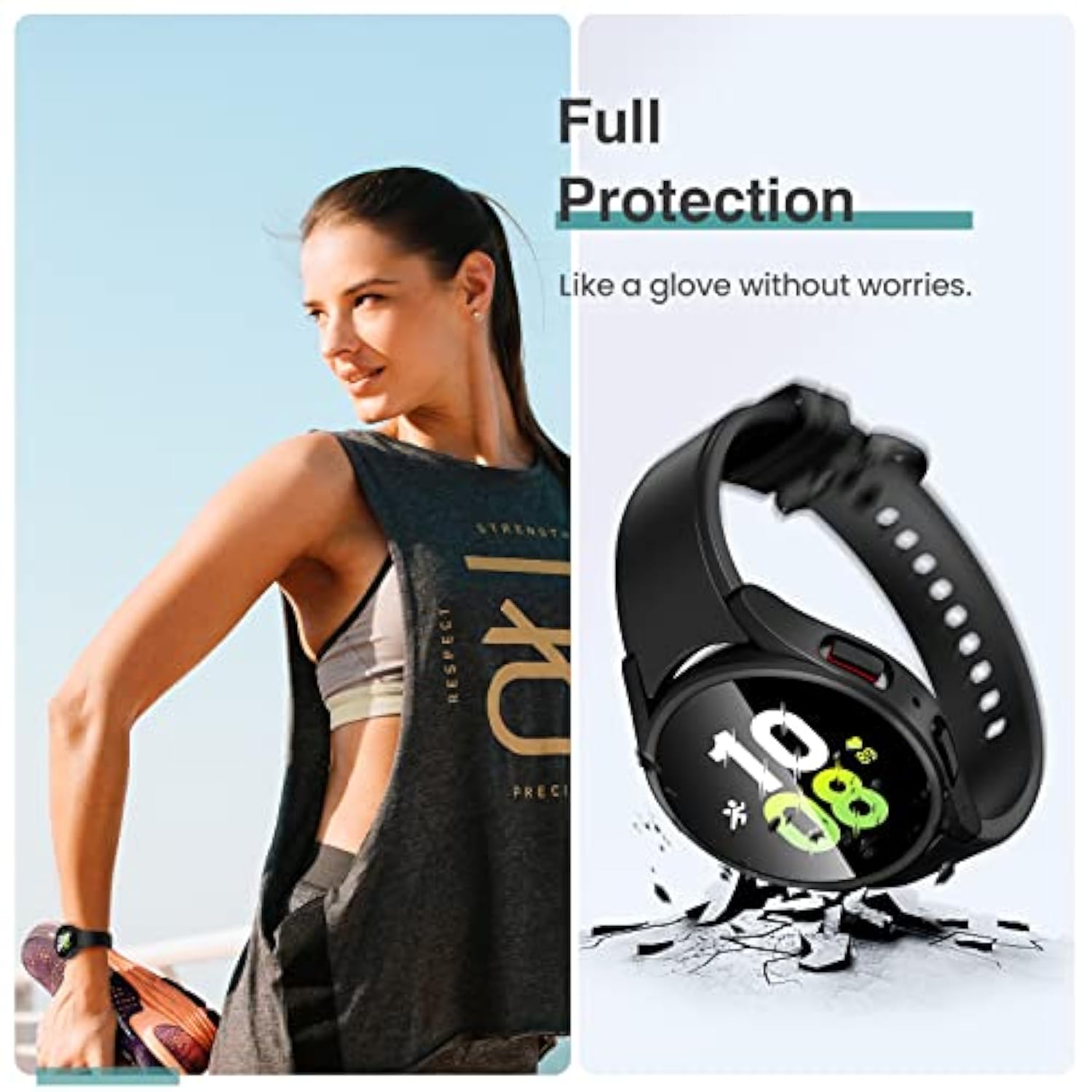 [4+4Pack] For Samsung Galaxy Watch 5 2022/4 2021 Screen Protector And Case 44Mm, Antifog Tempered Glass Protective Film/Hard Pc Bumper, Face Cover Set