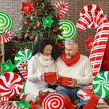 34Pcs Christmas Foil Balloons Set Candy Cane Mylar Xmas New Year Party Decor