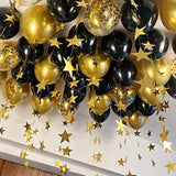 120Pcs Black And Gold Balloons Confetti Metallic Black Gold Latex Ball