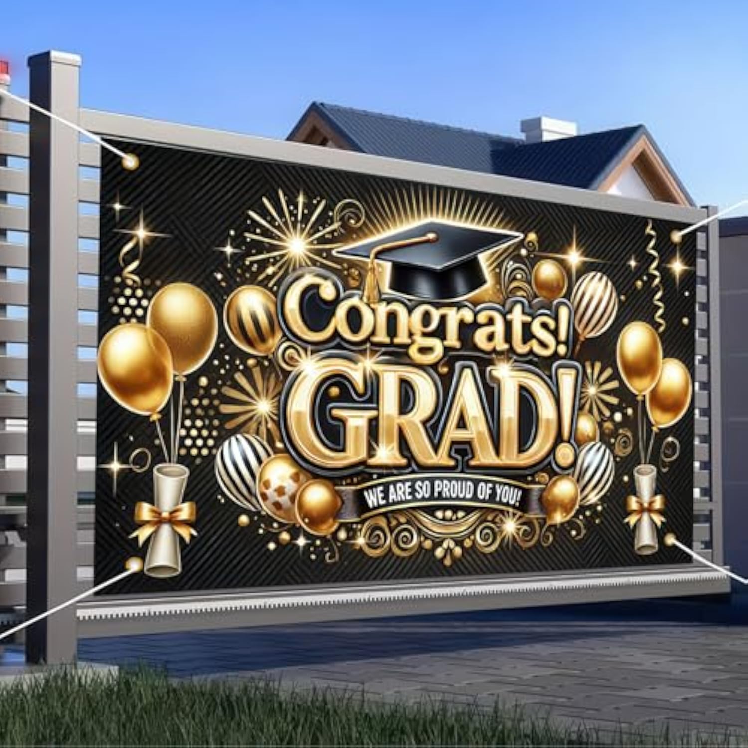 Class Of 2025 Graduation Decorations Banner Party Hanging Banner Gold And Black Graduation Backdrop Supplies Banner Congratulations Graduation Banner For Graduation Party Decoration