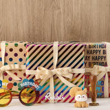 Birthday Kraft Wrapping Paper Iridescent Gift Wrapping Paper Mini Roll, 3 Rolls Happy Birthday Polka Dots Stripes Printed Assortment - 17 Inch X 120 Inch(10Feet) Per Roll