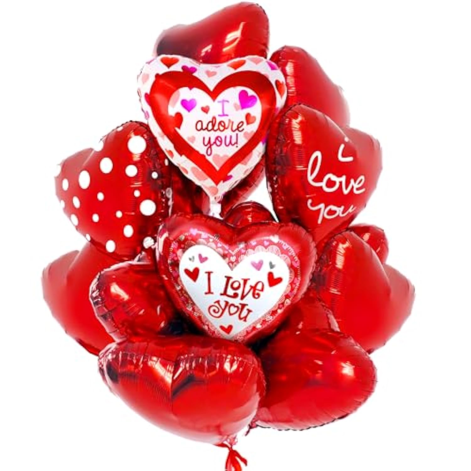 Red Heart Balloons Decorations Set - 18 Inch, Pack Of 12 | I Love You Valentines Day Decorations | I Adore You Heart Shaped Balloons