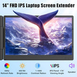 Laptop Screen Extender, 14" 1080P Fhd Ips Laptop Monitor Extender For Home Office, Dual Travel Monitor For Laptops 13-17.3", Usb-C Hdmi Plug-Play For Macos Windows Ps Switch Xbox Phone Pad
