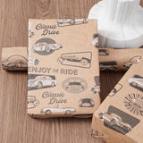 Kraft Birthday Wrapping Paper Roll - 17 Inches X 33 Feet - For Boys Girls Kids Retro Classic Racing Sports Car Pattern Great For Birthday, Party, Anniversary