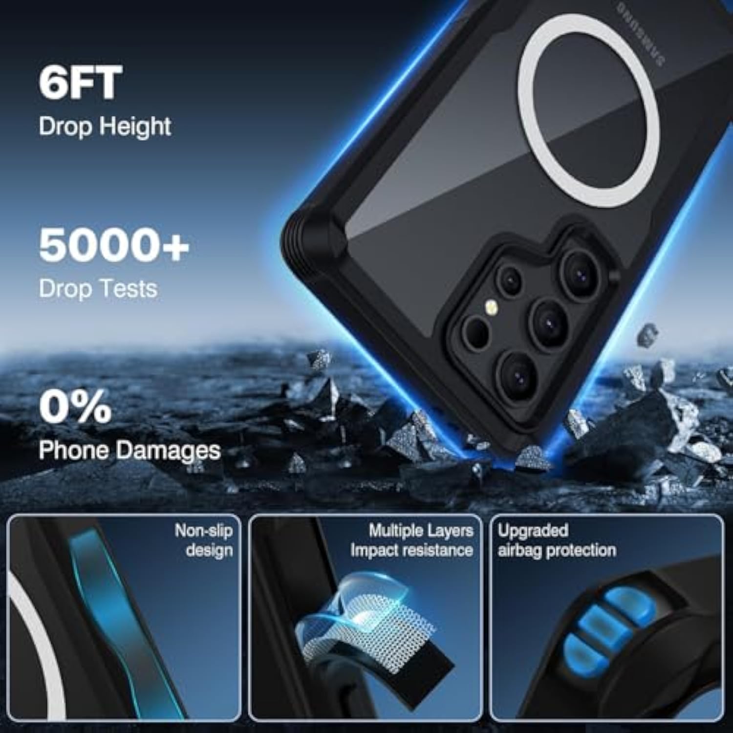 Privacy Case For Samsung Galaxy S25 Ultra,Compatible Magsafe,Galaxy S25 Ultra Magnetic Cover Built-In Privacy Screen Protector And Camera Protector,Full Body Case For Samsung S25 Ultra,Blue