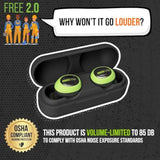 Free 2.0 Bluetooth Hearing Protection Earbuds - 25 Db Nrr Osha Approved Earbuds, Wireless Bluetooth Earplug Headphones For Work