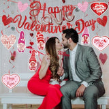 Happy Valentine'S Day Party Decorations, Red Glittery Happy Valentines Day Banner And Valentines Hanging Heart Swirls Decorations For Valentine'S Wedding Anniversary Party Supplies