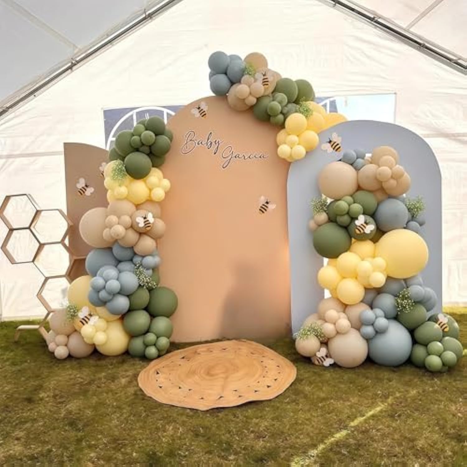 60pcs Sage Green, Dusty Blue, Yellow Balloons Set, for Birthday, Wedding, Baby Shower