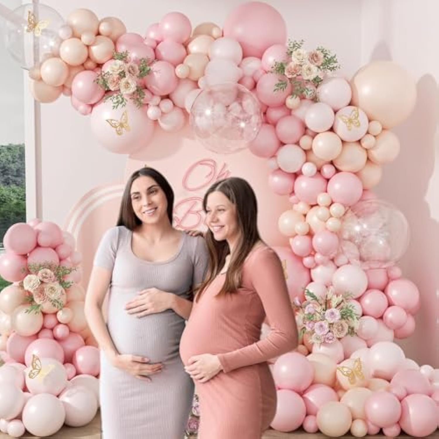 119pcs Pink and White Balloon Arch Kit for Baby Shower, Bridal Shower, Party