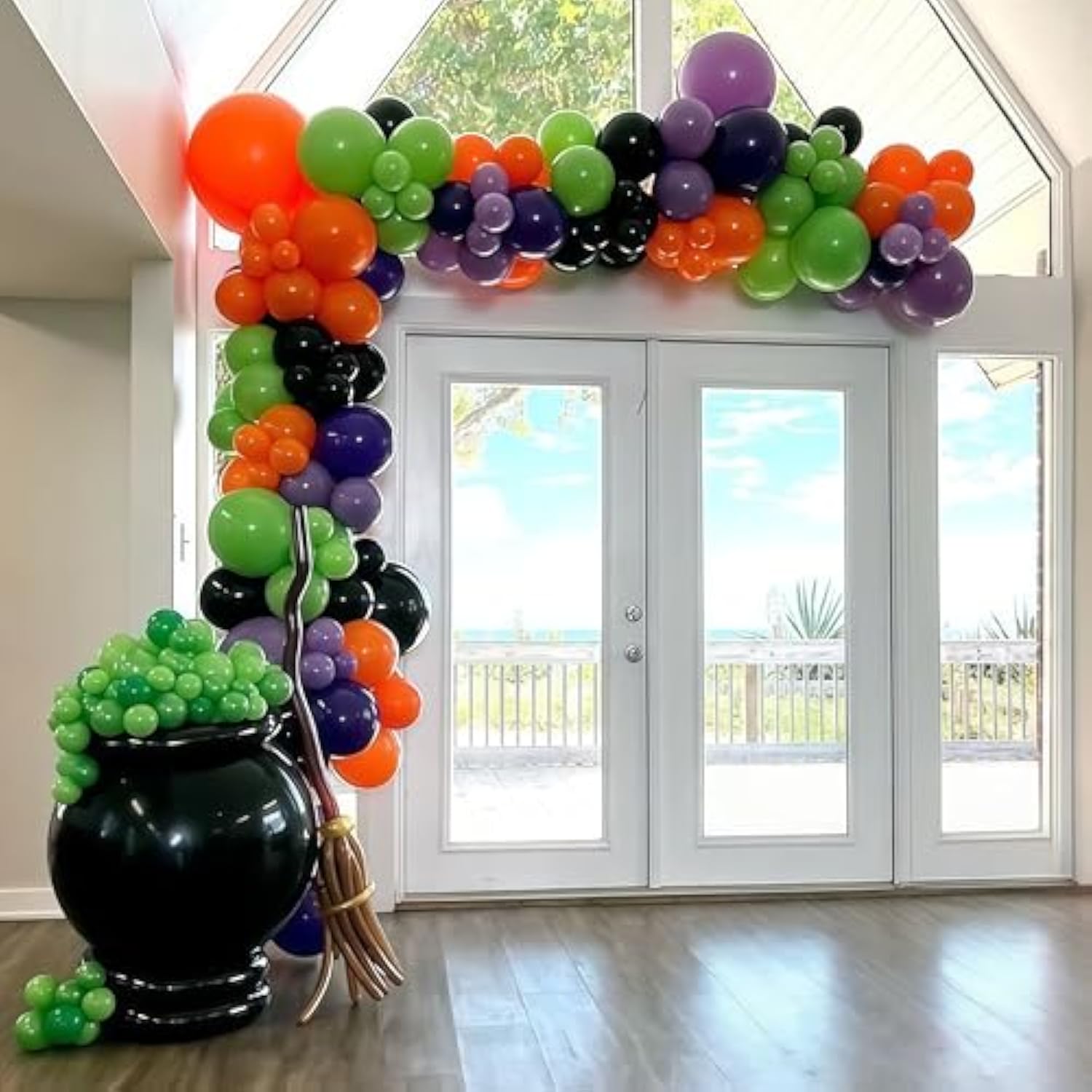 60Pcs Halloween Balloons 12" - Orange, Black, Green, Purple & Confetti Party Decor Kit