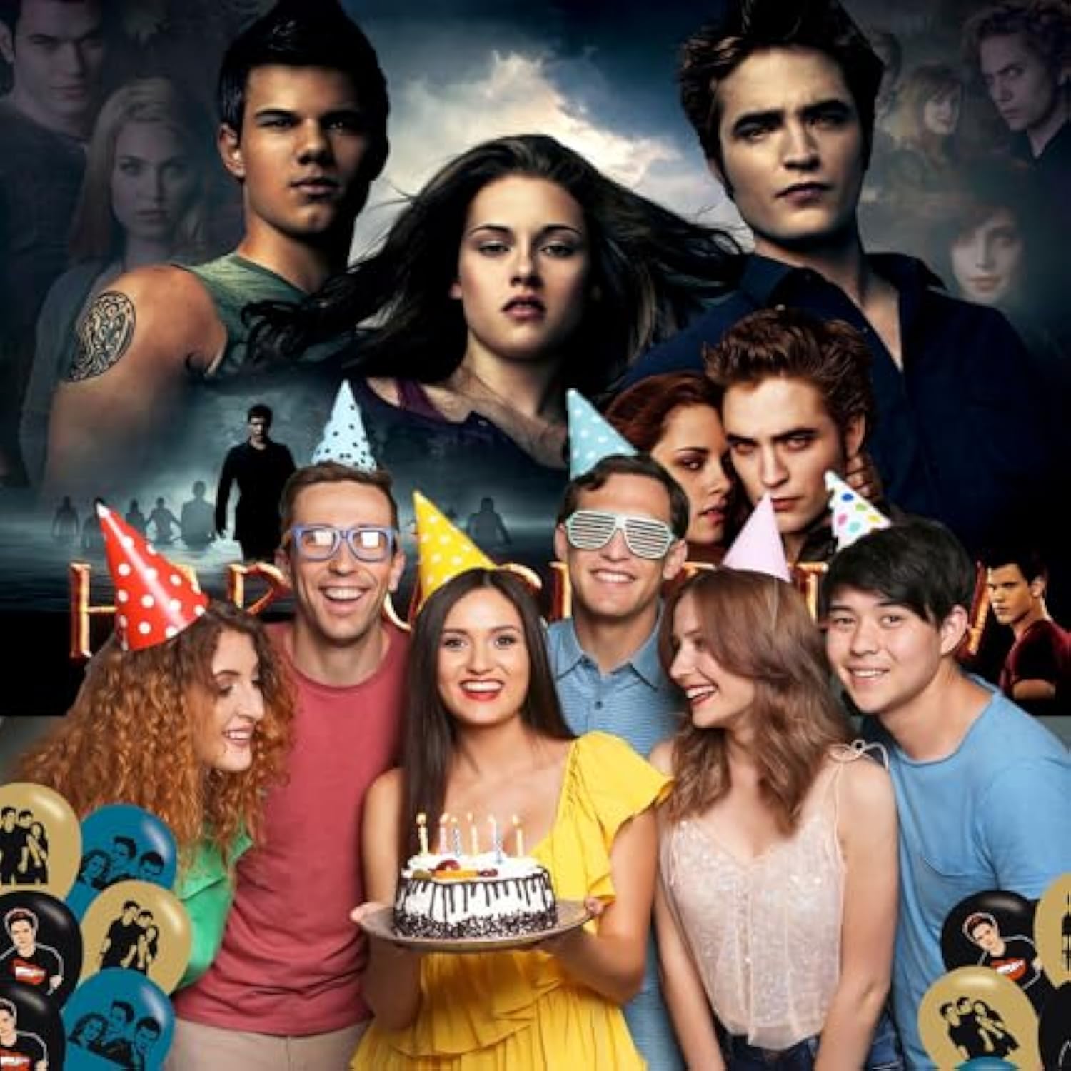 Twilight Birthday Party Decor: 5x3 Ft Backdrop & 18 Balloons