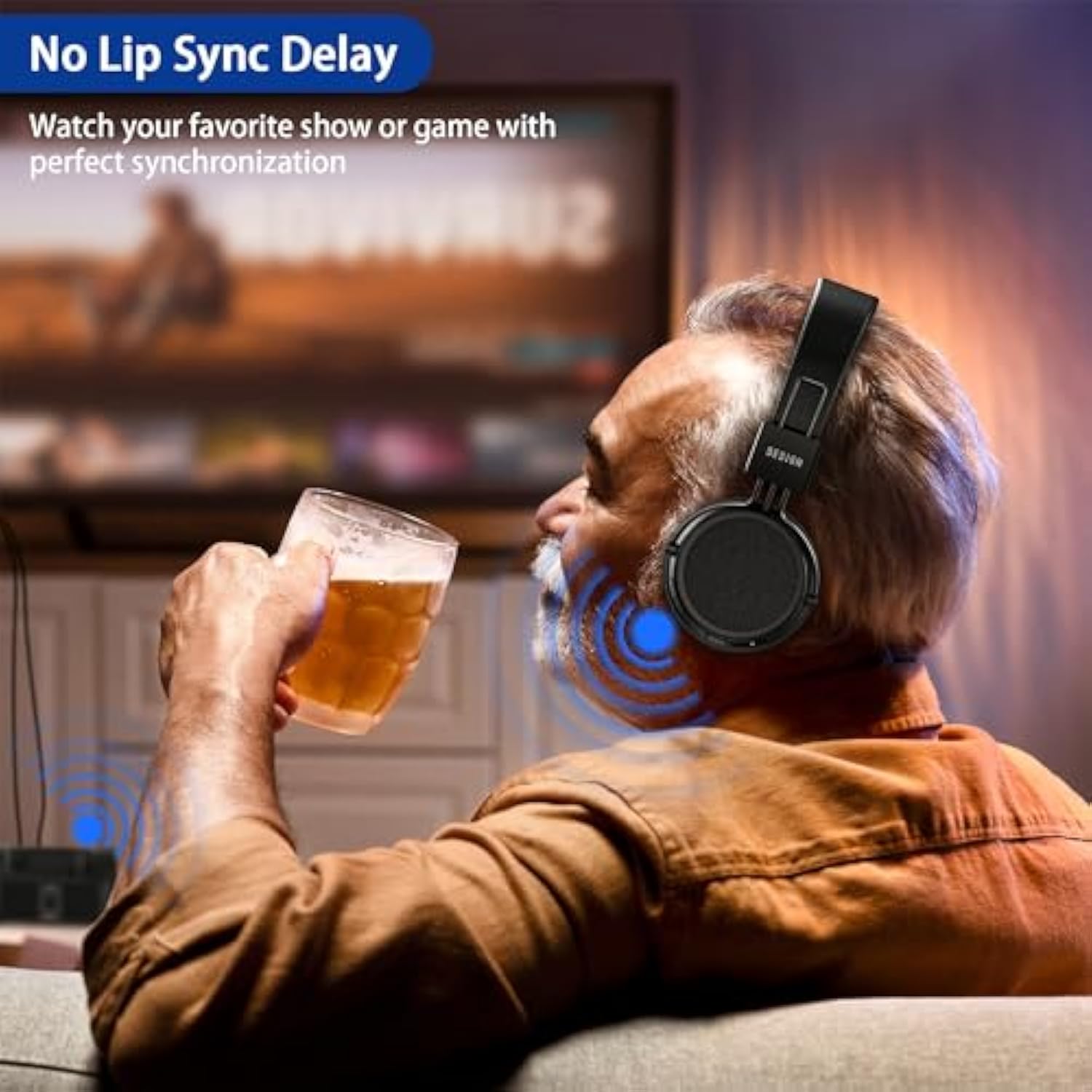 Bth01 Wireless Headphones For Tv Watching With Bluetooth Transmitter Charging