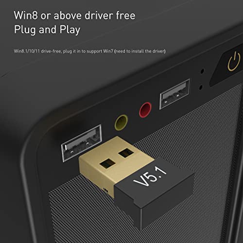 2 Pack Bluetooth Adapter For Pc, Usb Bluetooth Adapter 5.1 Edr, Bt Dongle Wireless Receiver For Speaker, Mouse, Keyboard, Headphones Compatible With Win10/11
