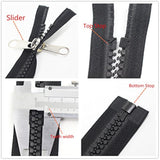 Zipper 240 Inch, Black, 10# Seperating Plastic Zipper, Double Silver P